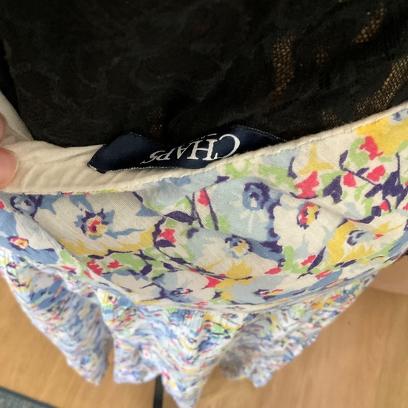 NWT Chaps Tiered prairie maxi Skirt Floral boho cotton summer cottagecore blue L - Picture 8 of 14